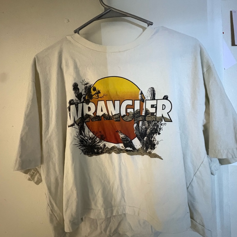 Wrangler Cream and Orange Graphic Crop Top